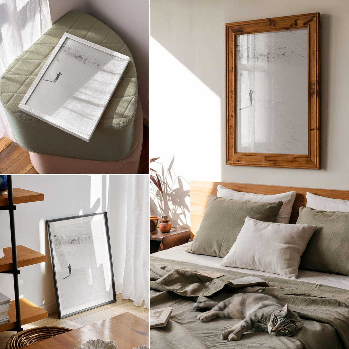 POSTER - 29x42 cm - Soft Structure - Mann im Sand - Weiß, Textil (29/42/0.1cm) - TULUP