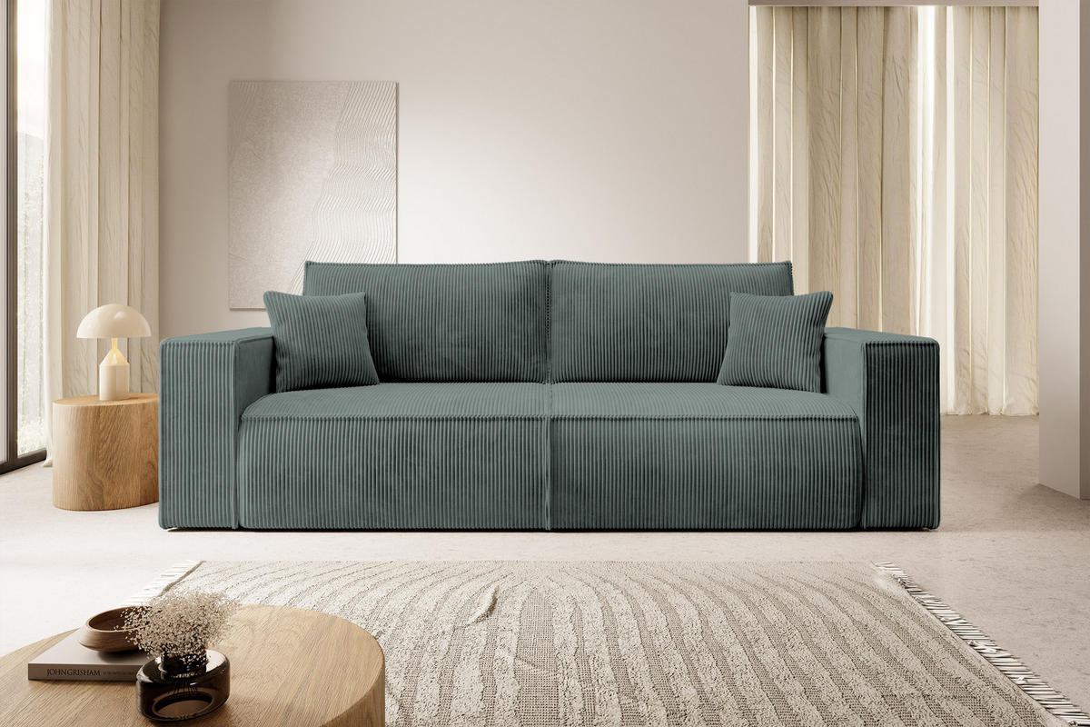 SCHLAFSOFA Farese Grau Cordbezug - Schwarz/Grau, Kunststoff/Textil (257/85/102cm) - Selsey