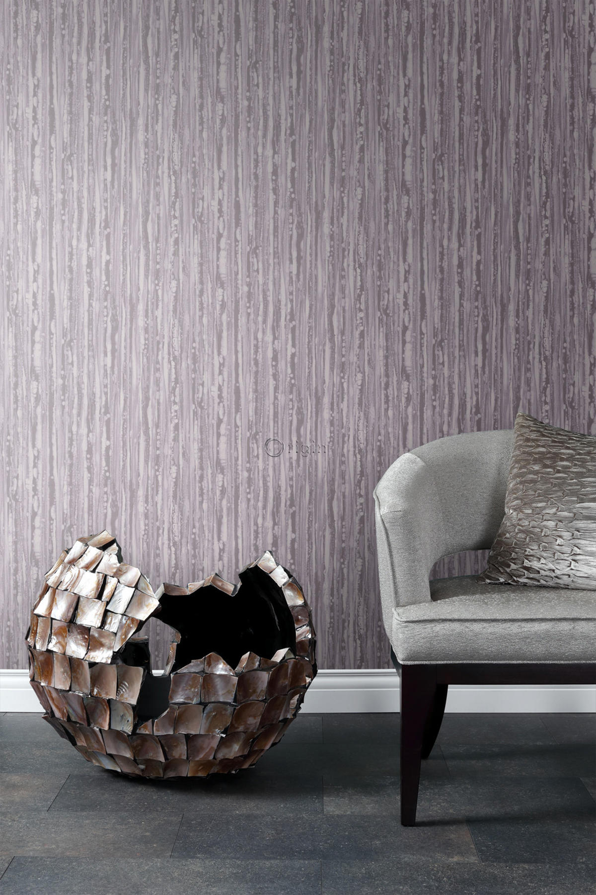 TAPETE Streifen 53 cm x 10.05 m - Lila, Papier (53/1000cm) - Origin Wallcoverings