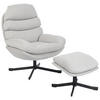 RELAXSESSEL mit Hocker Sessel Loungesessel mit Chenille-Optik Cremeweiß - Blau/Creme, Textil/Metall (78/100/93cm) - HOMCOM