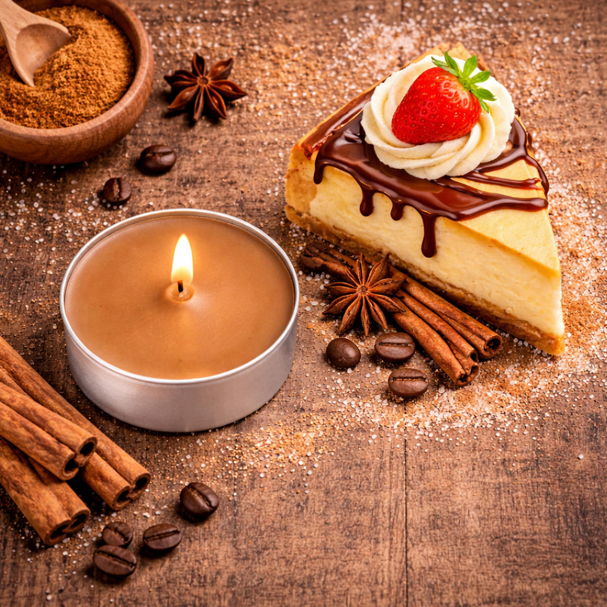 TEELICHT mit Duft - Kuchen - 54er Pack - Braun, Naturmaterialien (4/1.5/4cm) - HS Candle