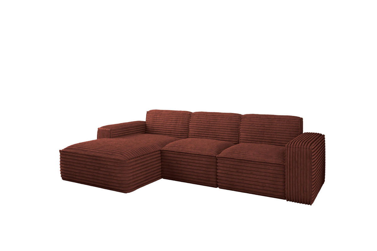 ECKSOFA L-Form Siena Stoff Velo Kupfer Links - Kupferfarben, Holz/Kunststoff (165/266cm) - Kaiser Möbel