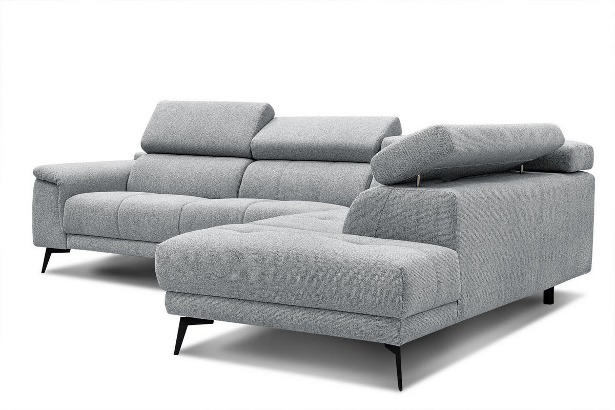 ECKSOFA FIERO 5-Sitzer, silberfarben - Silberfarben/Schwarz, Holzwerkstoff/Textil (269/158cm) - Courtois Laville