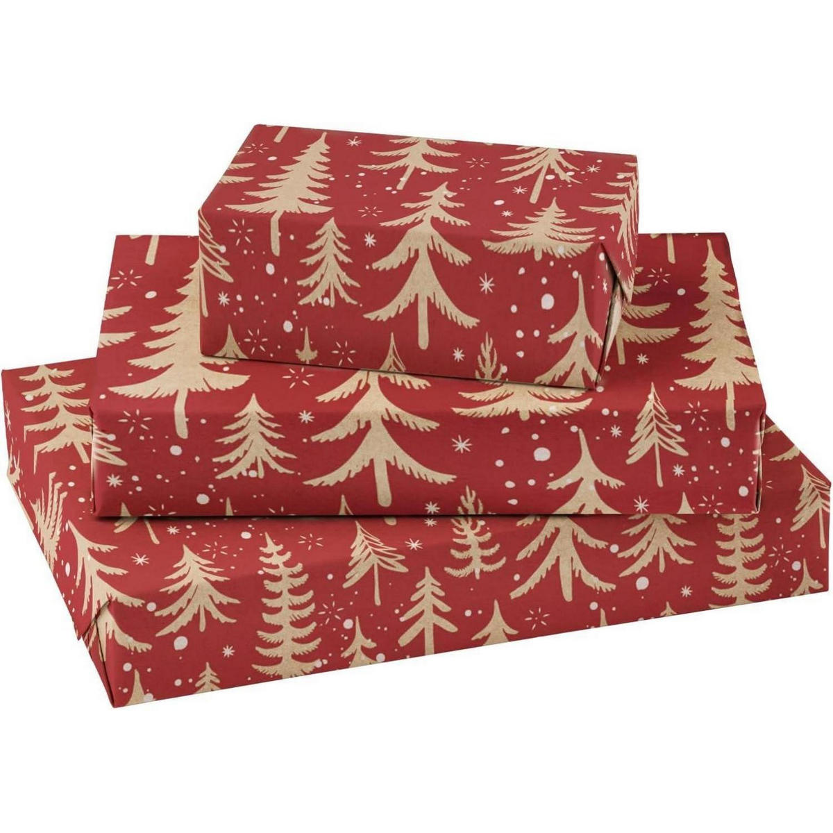 GESCHENKPAPIERROLLE Weihnachtsbaum Rot 43,2 cm x 10 m - Rot, Papier (43.2/43.2/43.2cm)