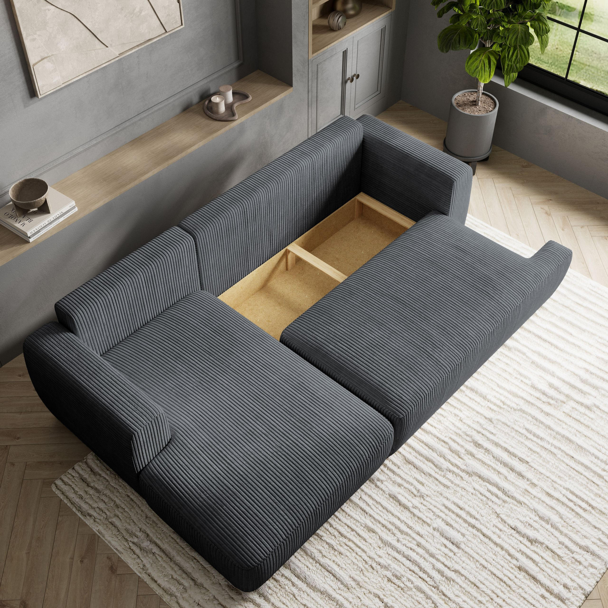 Thumbnail - Masseno Ecksofa, Grau, Textil, 3-Sitzer, L-Form,L-Form, 246x148 cm, Wohnzimmer, Sofas & Couches, Wohnlandschaften, Eckso...