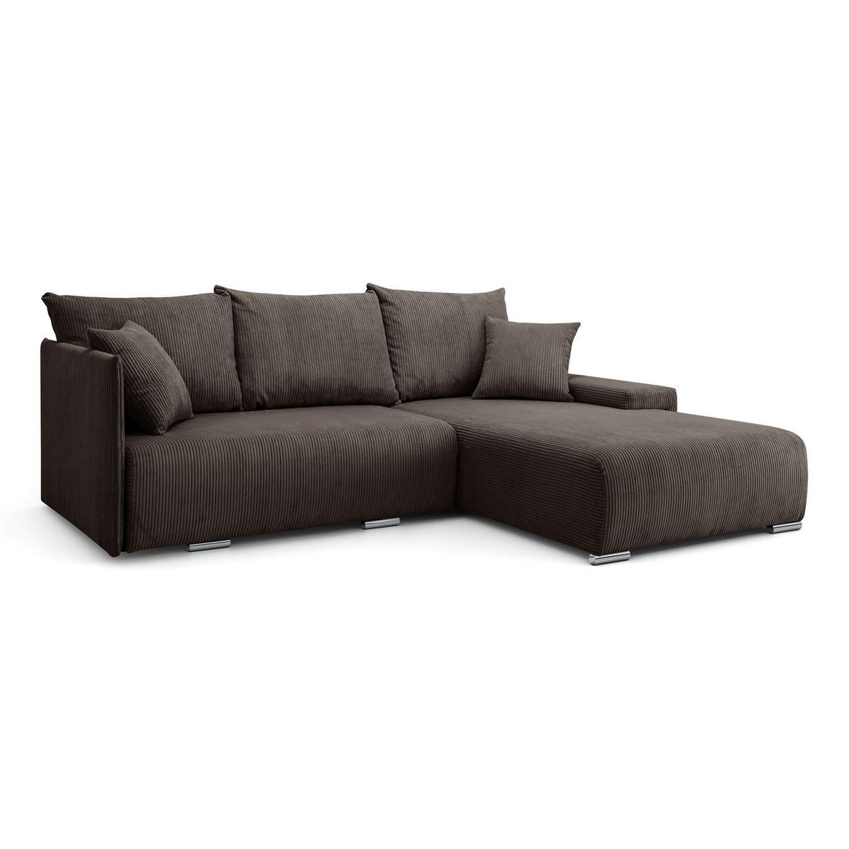 ECKSOFA LAVIO L mit Schlaffunktion und Bettzeugkasten Rechte - Graubraun, Textil (246/188cm) - Lookway