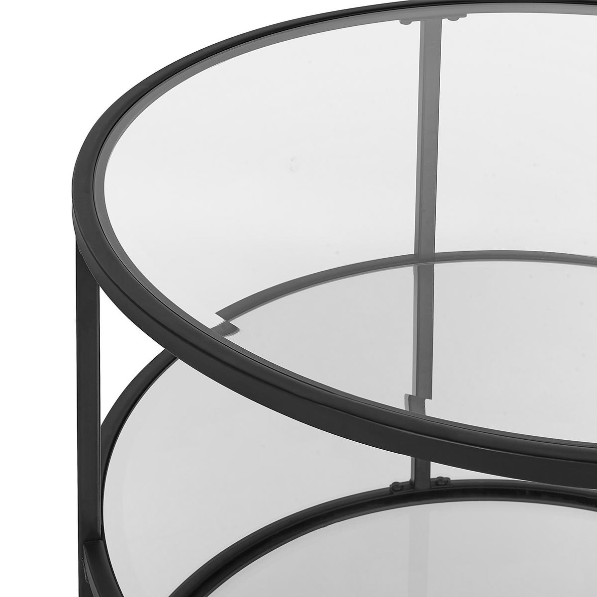 COUCHTISCH Glas/Metall schwarz 70 cm Birney - Transparent/Schwarz, Glas (70/70/40cm) - Beliani