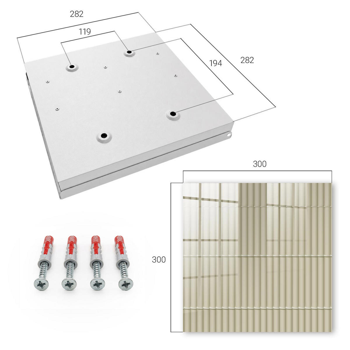 SCHLÜSSELBOX Weiß 30x30 cm – Türöffnung nach rechts - Beige Streifen - Beige, Metall (30/30/5cm) - TULUP
