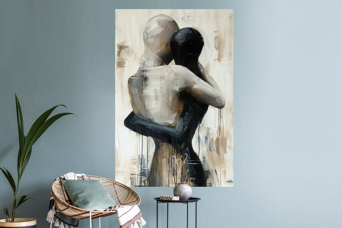 WANDTATTOO Abstrakt - Liebe - Schwarz und weiß - Modern 80x120 cm - Schwarz, Kunststoff (80/120/0.1cm) - MuchoWow