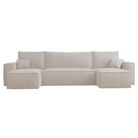 WOHNLANDSCHAFT Scarlo Hellbeige Cordbezug - Ecru/Schwarz, Kunststoff/Textil (244/83/145cm) - Selsey