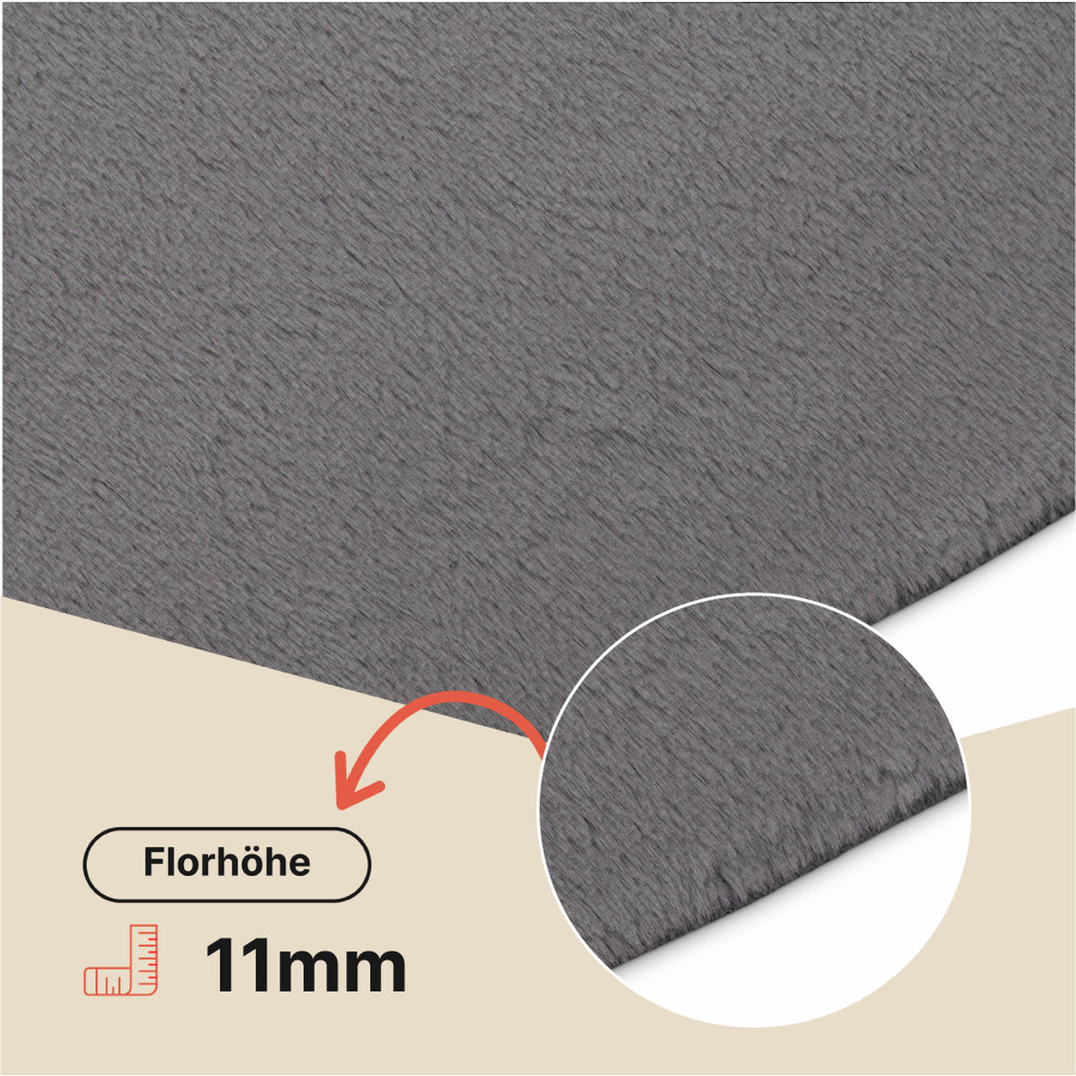 KURZFLORTEPPICH LUMI dunkelgrau kuschelweich waschbar 240/340 cm - Dunkelgrau, Textil (240/340cm) - Tapiso
