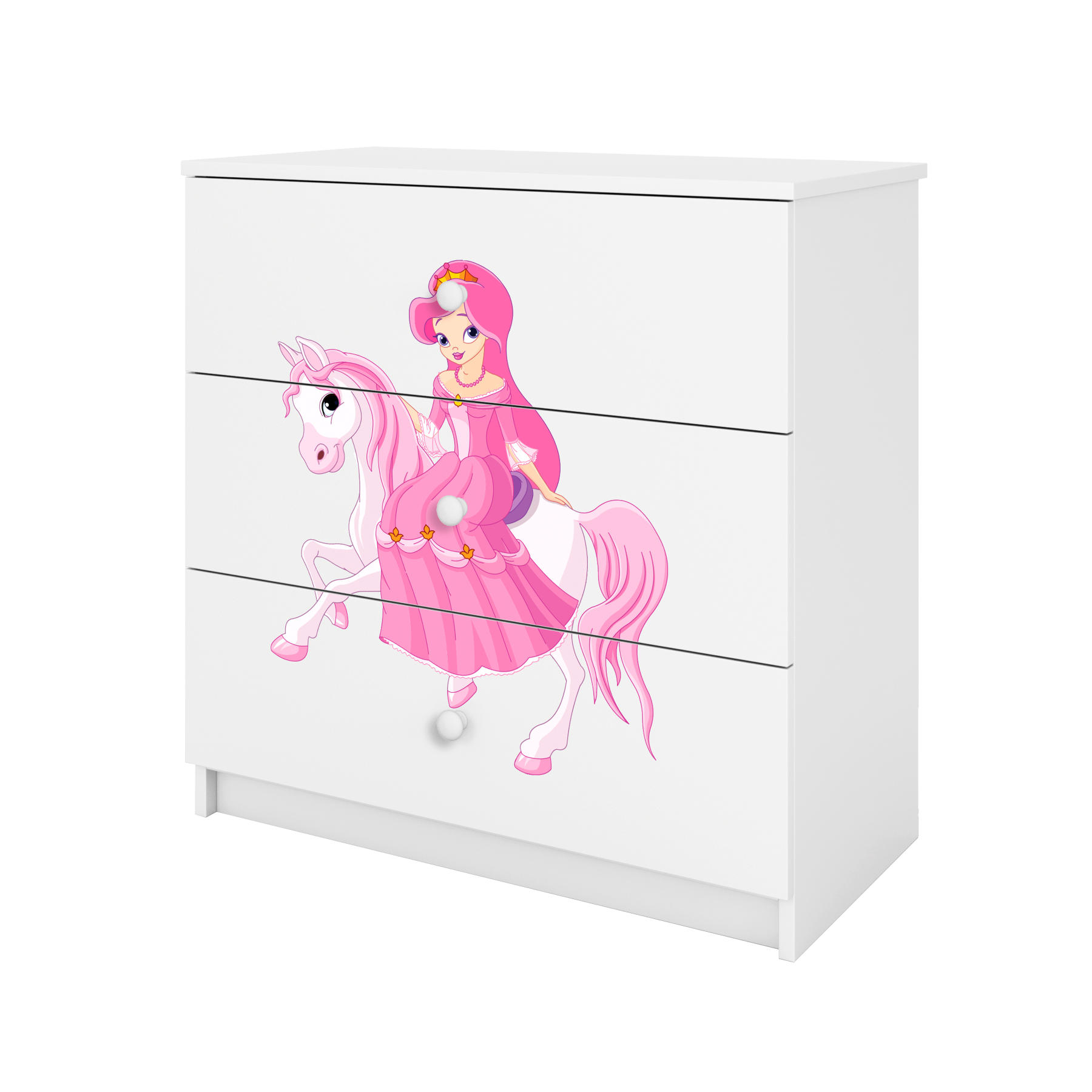 KOMMODE Babydreams Prinzessin zu Pferd 81/81/41 - Weiß, Holzwerkstoff (81/81/41cm) - RAUMHIRSCH FURNITURE