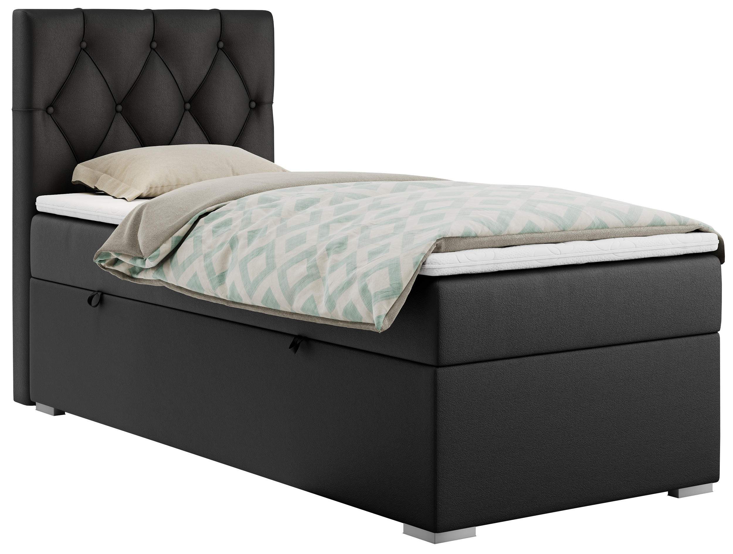 BOXBETT ALDA 90/200 Schwarz Kunstleder - H4 - Links Seite - Schwarz, Holz/Textil (90/200cm) - MKS