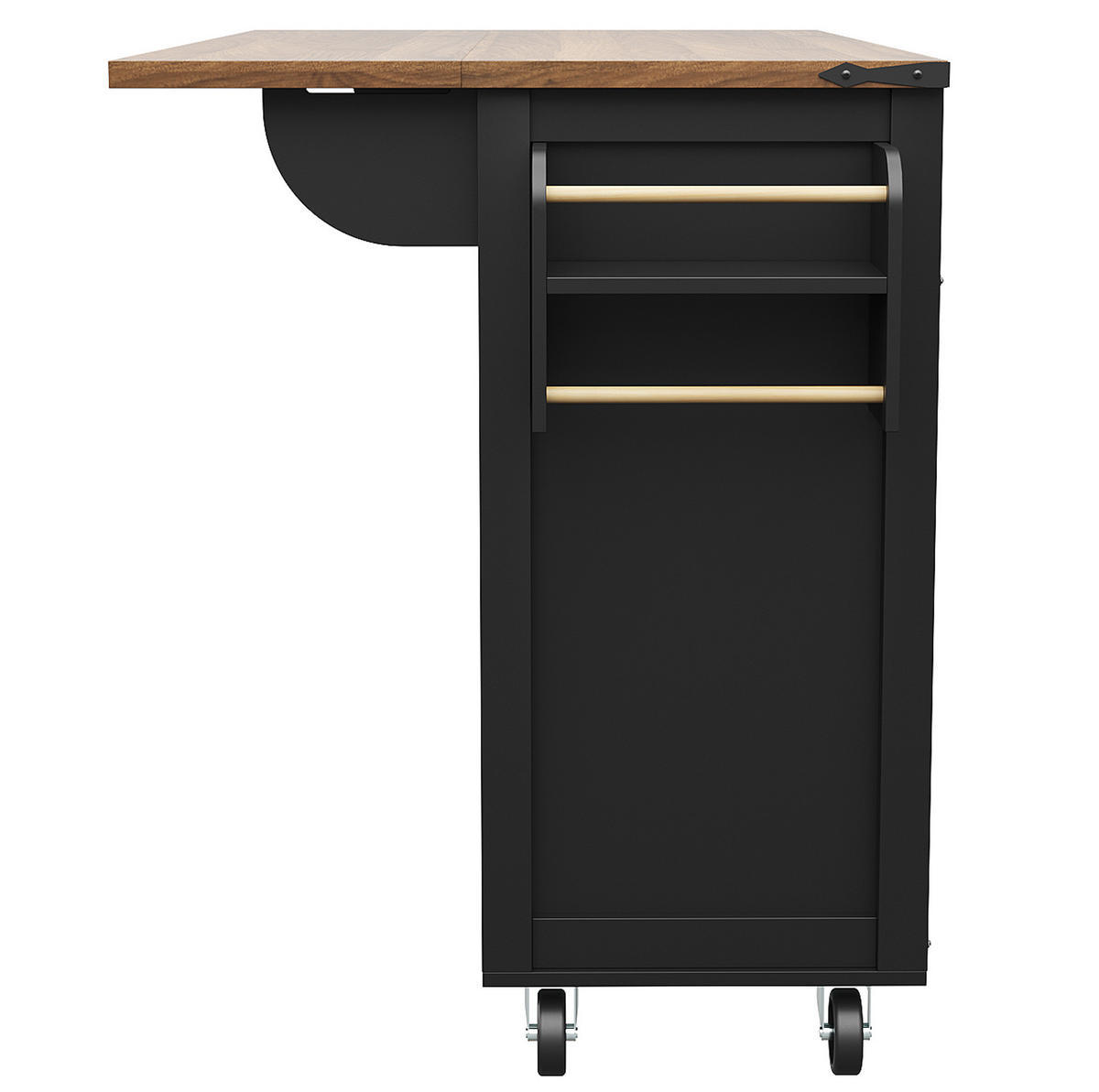 KÜCHENINSEL 140x73x94cm Schwarz mit 3 Schubladen & 5 Rollen - Schwarz, Holzwerkstoff (140/94/73cm) - Modfu