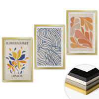 WANDBILDER 3er Set - 40x60 cm Goldrahmen - Moderne abstrakte Blumen - Goldfarben, Kunststoff (40/60cm) - ArtPrintCave