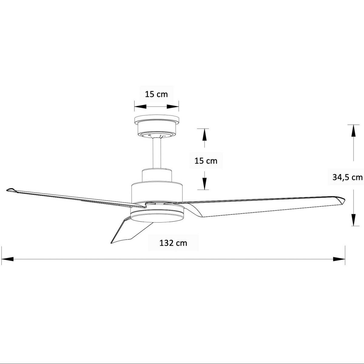 LED-DECKENVENTILATOR Altair, Schwarz und Nickel, 34.5cm - Schwarz, Glas (34/132/34.5cm) - KOSILUM