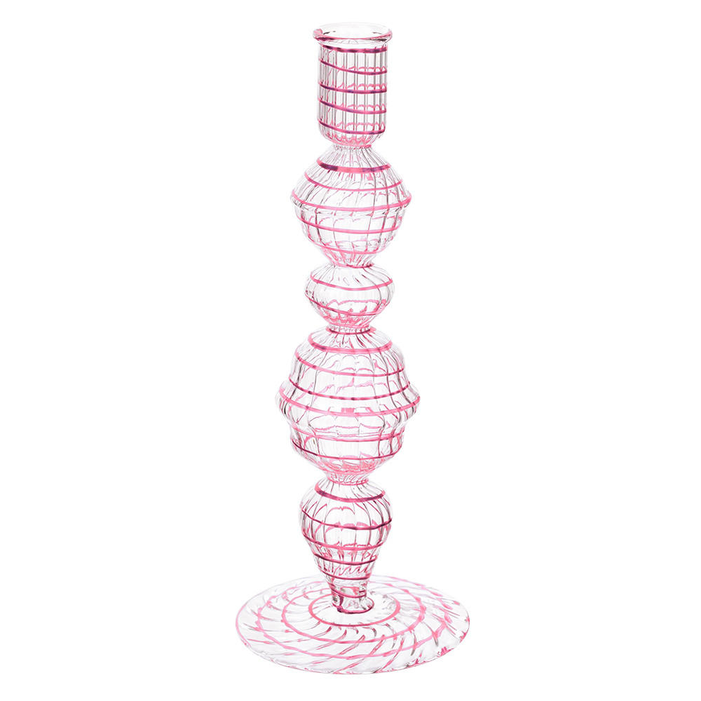 KERZENHALTER Glass wirbel rosa m 22 cm - Rosa, Glas (9.5/22.86/9.5cm) - Pip Studio