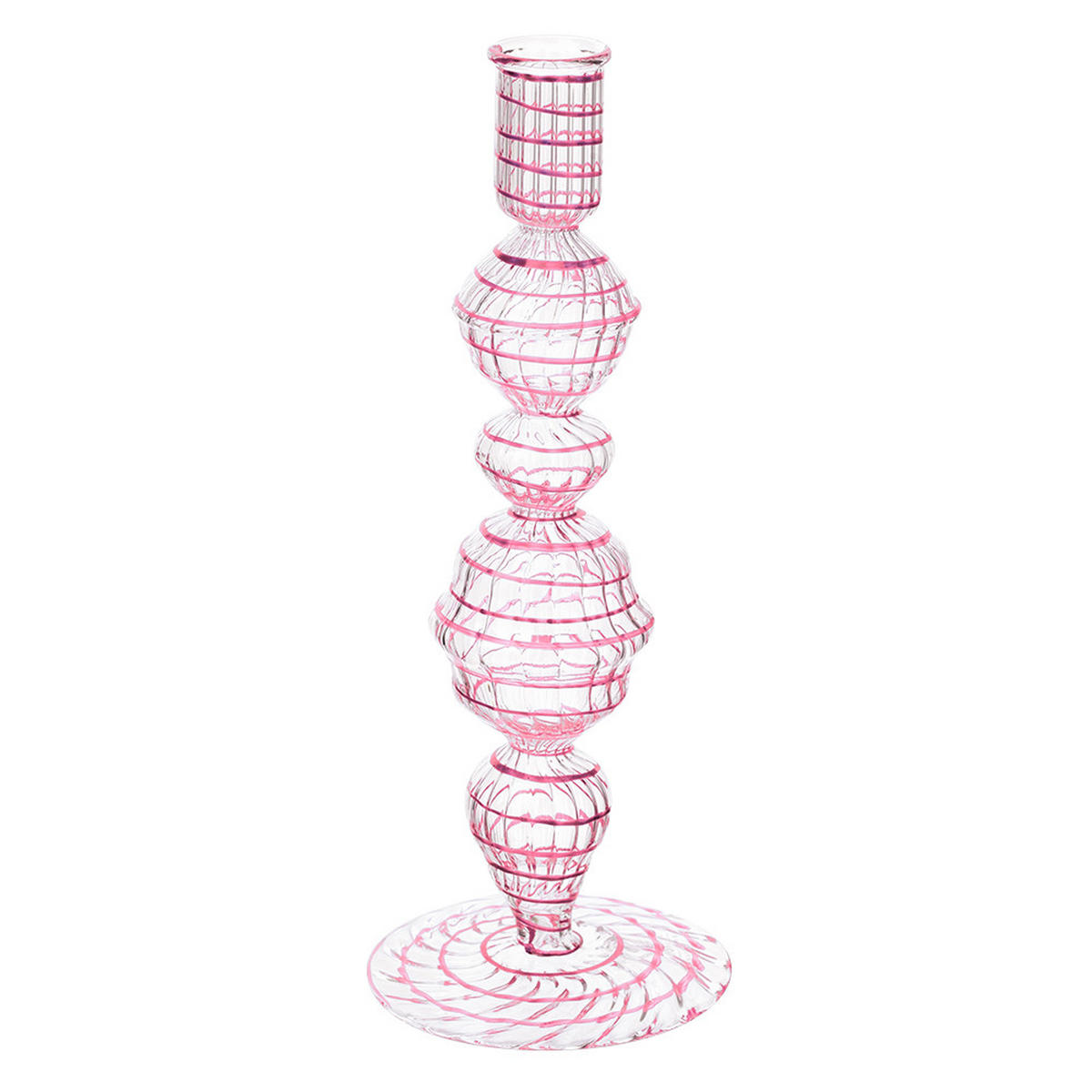 KERZENHALTER Glass wirbel rosa m 22 cm - Rosa, Glas (9.5/22.86/9.5cm) - Pip Studio