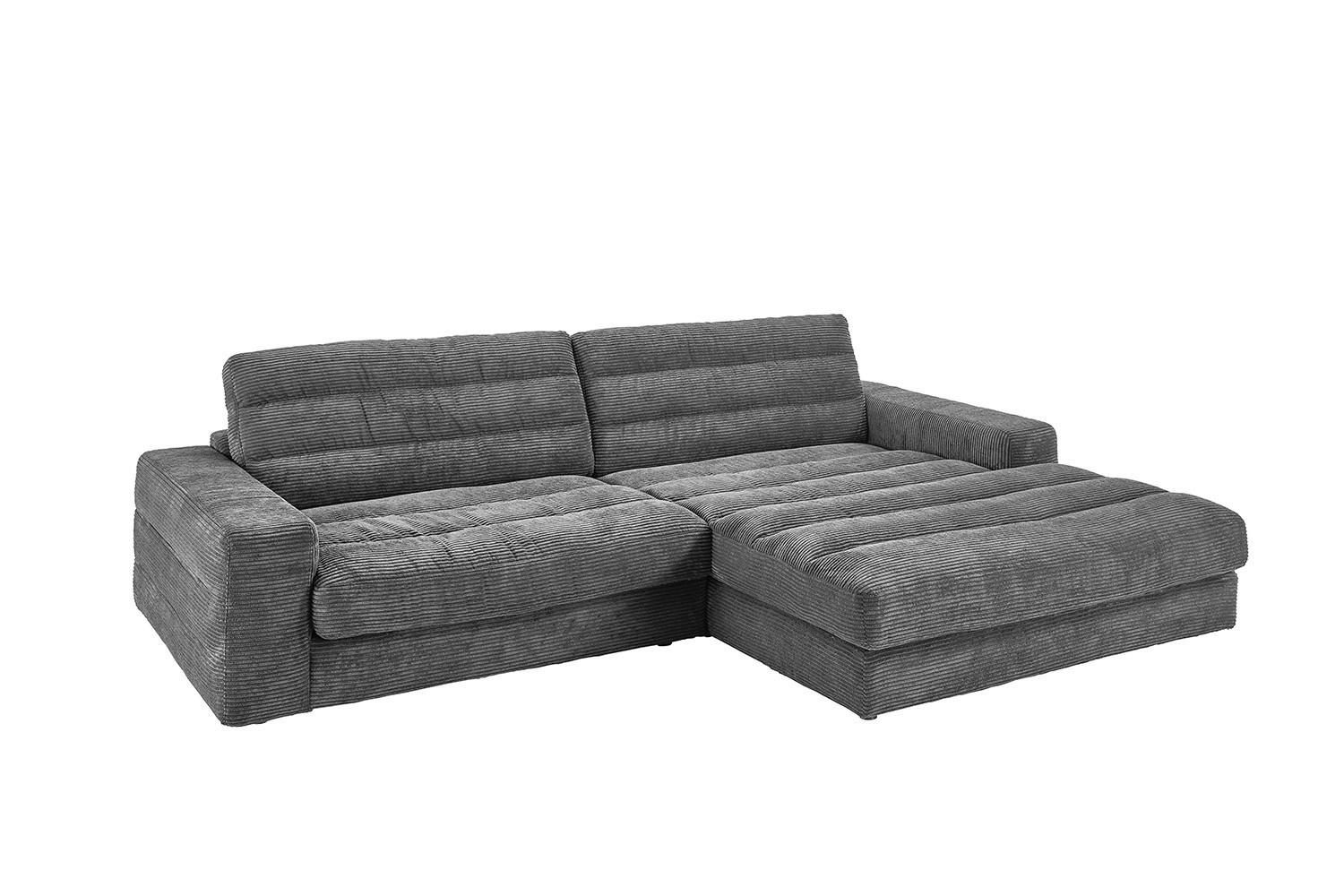 ECKSOFA LANA SOFA Grau Cord - Schwarz/Grau, Textil (296/205cm) - KAWOLA