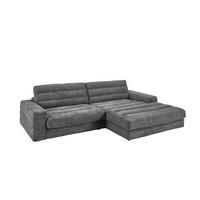 ECKSOFA LANA SOFA Grau Cord - Schwarz/Grau, Textil (296/205cm) - KAWOLA