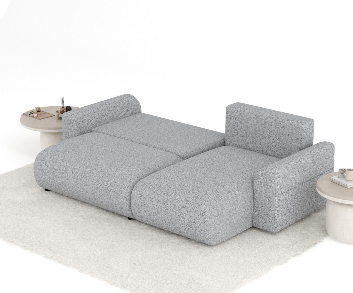 ECKSOFA MIT SCHLAFFUNKTION Bodega Grau Webstoff - Schwarz/Grau, Holz/Holzwerkstoff (235/138cm) - Maison de Reve