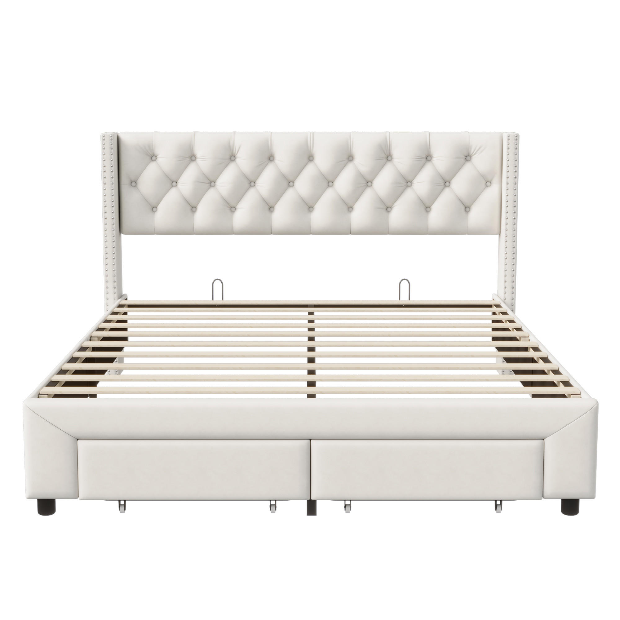 POLSTERBETT 180x200 cm Beige Samt LED USB Bettkasten - Beige, Metall (180/200cm) - SHOPENTRA