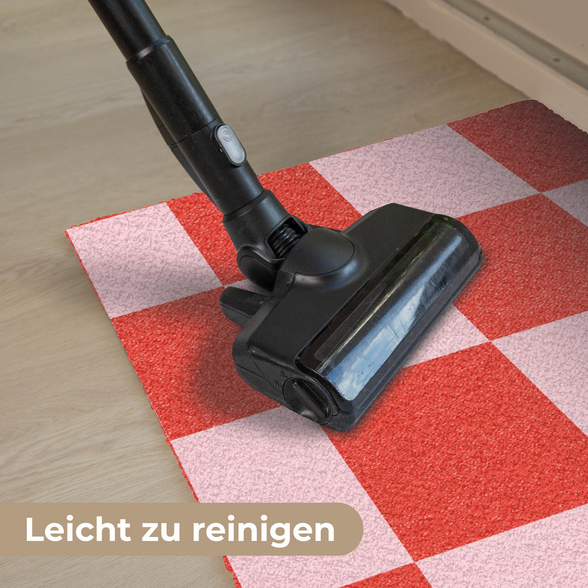 FUSSMATTE Schachbrettmuster - Rot - Rosa - Würfel 90x60 cm - Rot, Kunststoff (90/0.4cm) - MuchoWow