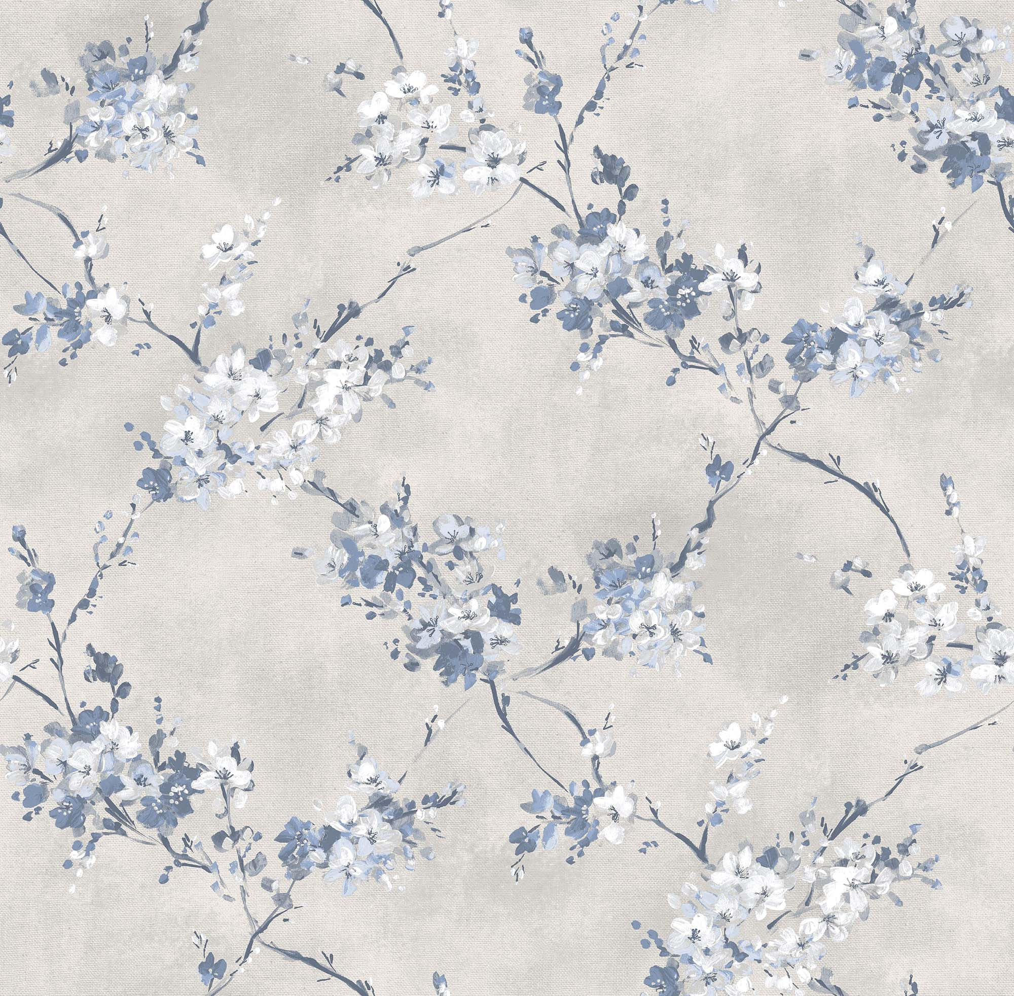TAPETE Blumen 53 cm x 10 m - Blau, Papier (53/1000cm) - Sanders & Sanders