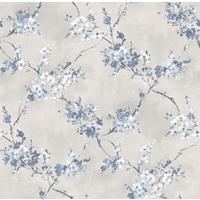 TAPETE Blumen 53 cm x 10 m - Blau, Papier (53/1000cm) - Sanders & Sanders