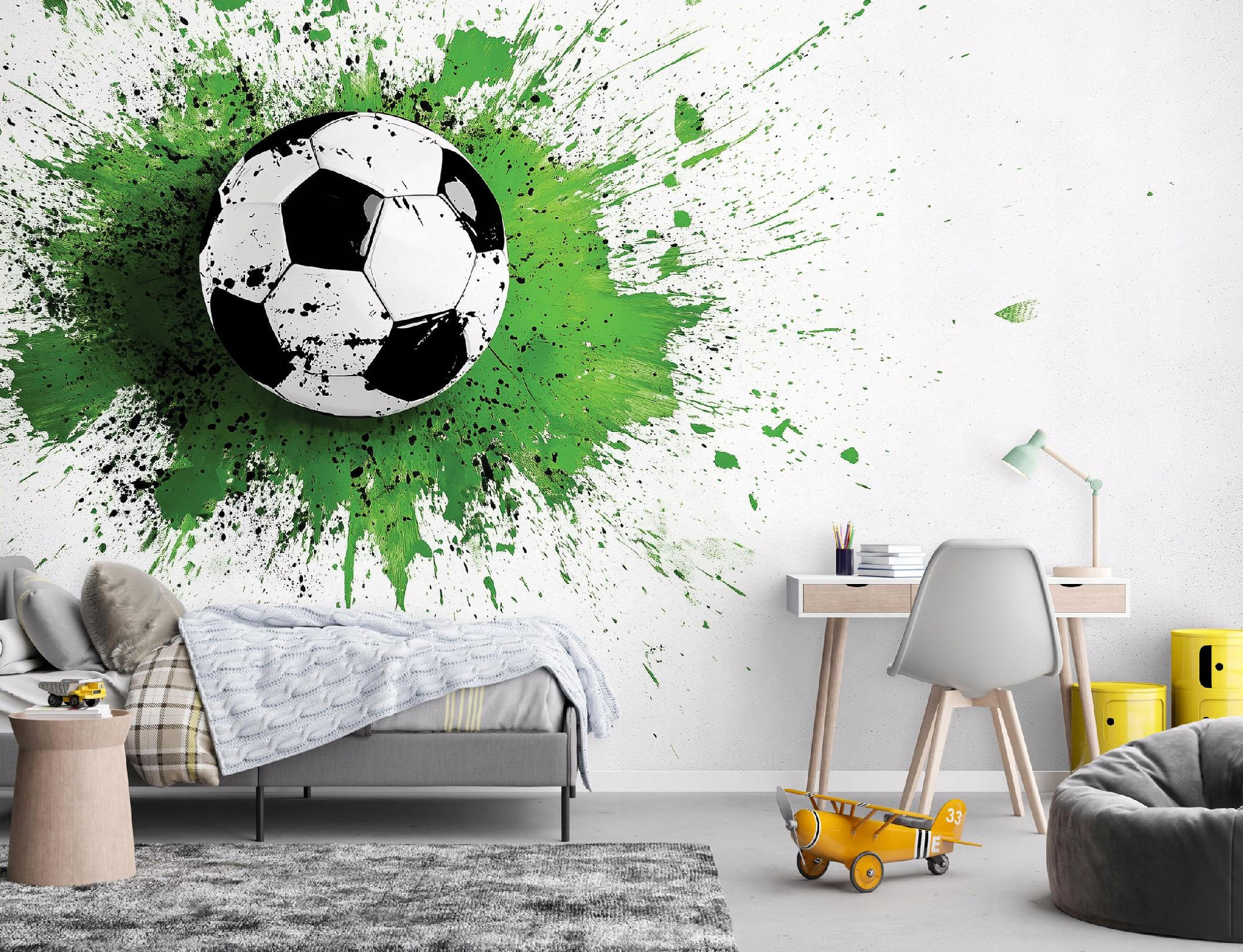 FOTOTAPETE Kinderzimmer Junge Fußball 200x140 - Multicolor, Papier (200/140cm) - Wallarena