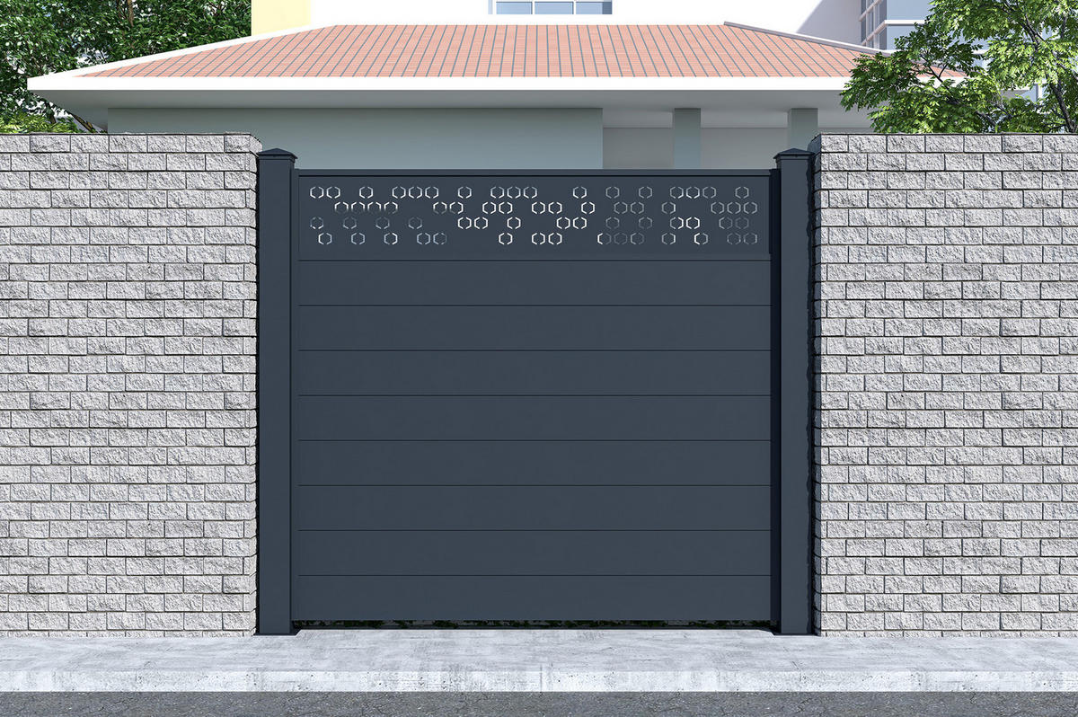 SICHTSCHUTZZAUN 2er-Set Adula grau 1,9m H.170cm aluminium - Grau, Metall (378/166cm) - Casanoov