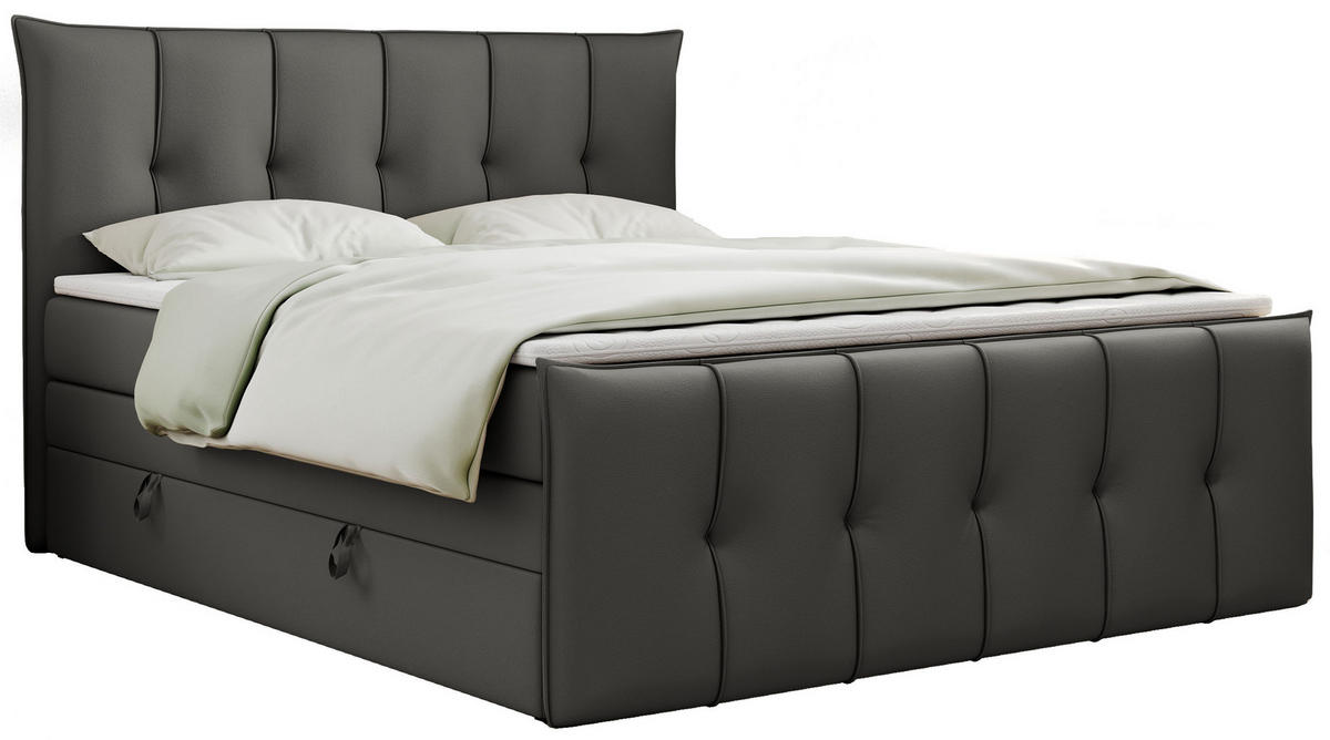 BOXSPRINGBETT PREMIUM 11 KING 140/200 Dunkelgrau Kunstleder - H4 - Dunkelgrau, Holz/Textil (140/200cm) - MKS