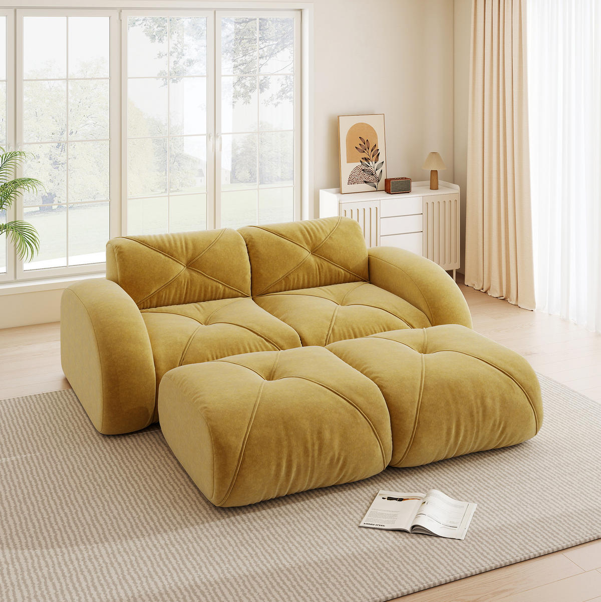 SOFA modular rahmenlos Chenille Yellow - Gelb, Kunststoff (171/76/204.1cm) - Meubliv