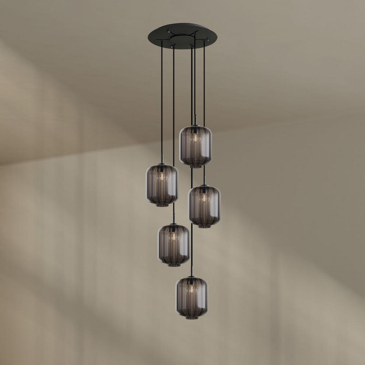 GALERIELEUCHTE Velo 5-flammig Rauch Ø 25cm - Anthrazit/Schwarz, Glas (25/25/27cm) - s.luce