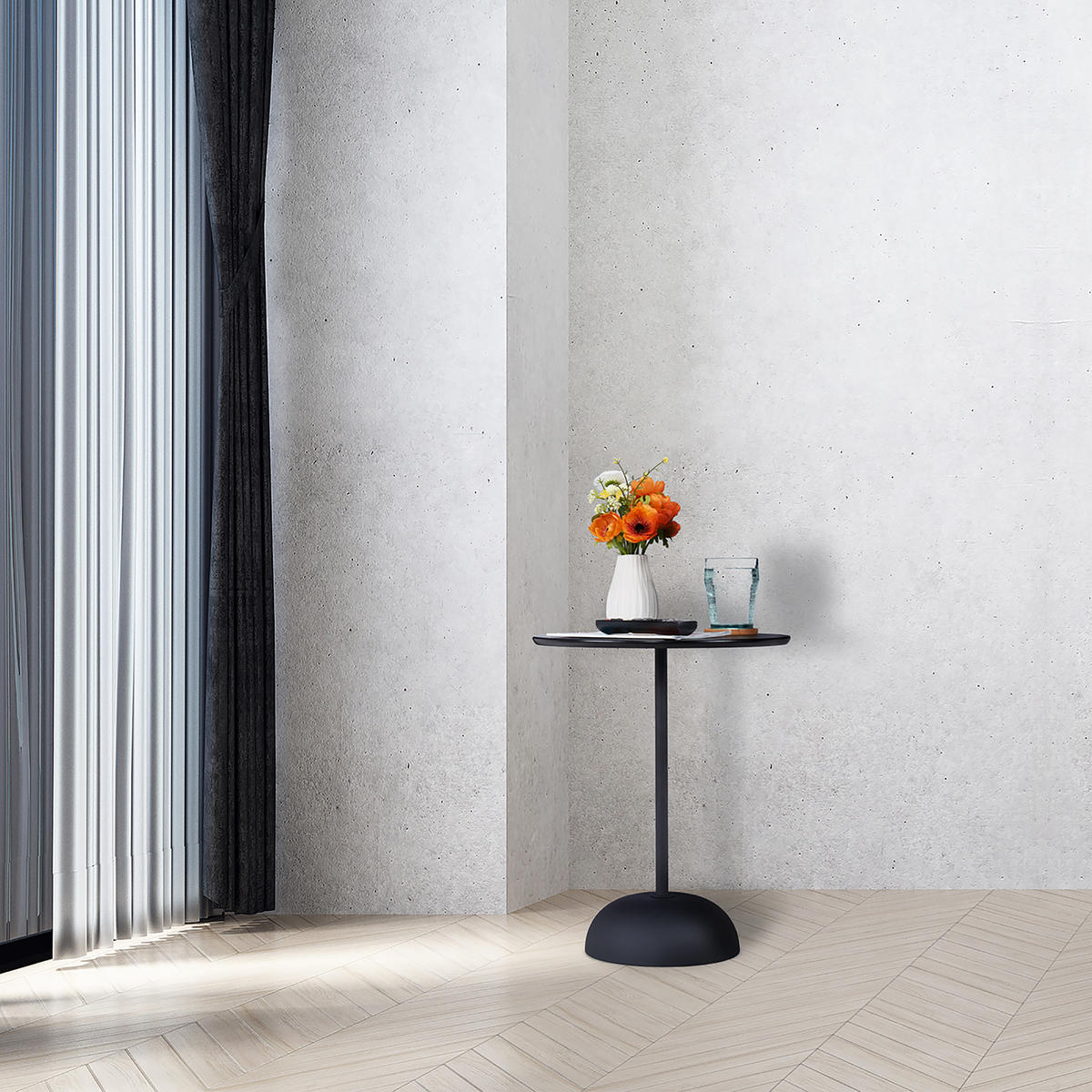 BEISTELLTISCH - Schwarz, Holzwerkstoff/Metall (40/40/48.5cm) - Relaxdays