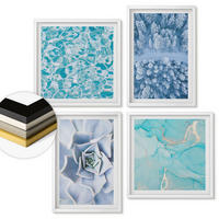 WANDBILDER 4er-Set - 50x50 cm & 40x60 cm Weißer Rahmen - Winterwald-Blaublume - Weiß, Kunststoff (50/50cm) - ArtPrintCave