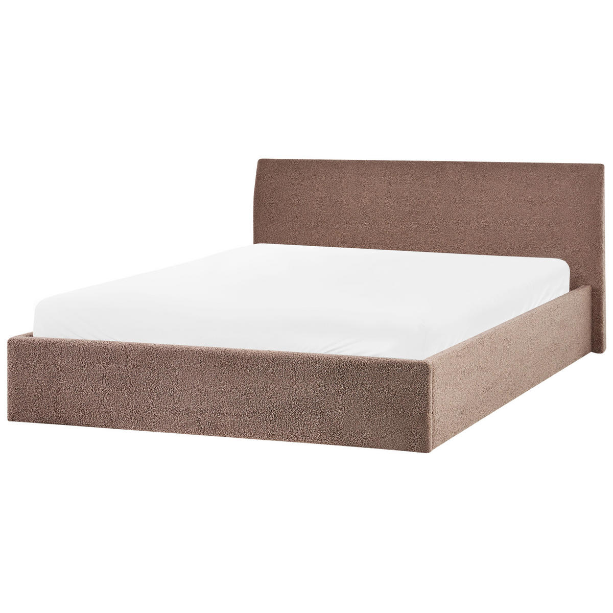 POSTEL s úložným prostorem 180/200 cm Bouclé Hnědá Orbey - hnědá, textil (180/200cm) - Beliani