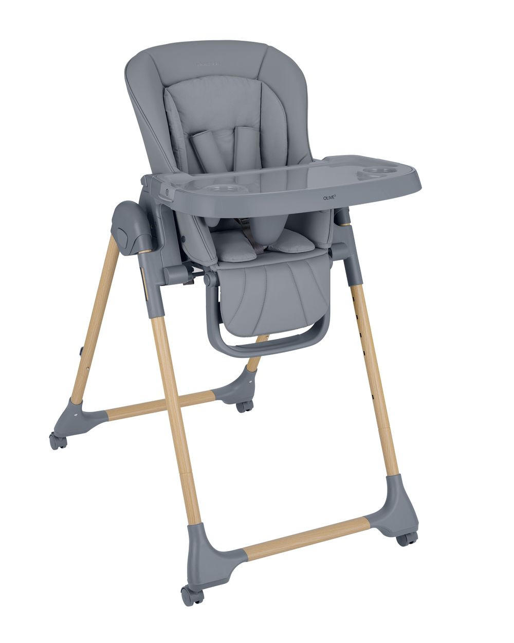 HOCHSTUHL Olive 2 grau höhenverstellbar, Räder, Ablagefach, klappbar, Sicherheitsgurt - Grau, Metall (58/104/76cm) - Kikka boo