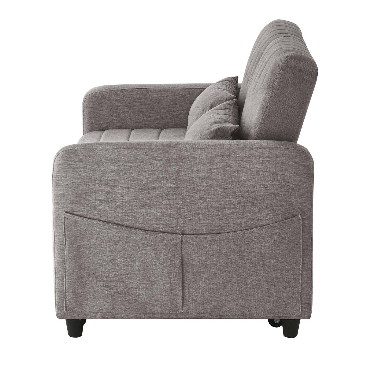 SOFA Zweisitzer mit Schlaffunktion ausziehbar Grau Baumwoll-Leinen 210/90/45 cm - Grau, Kunststoff (114/82.5/77cm) - OKWISH