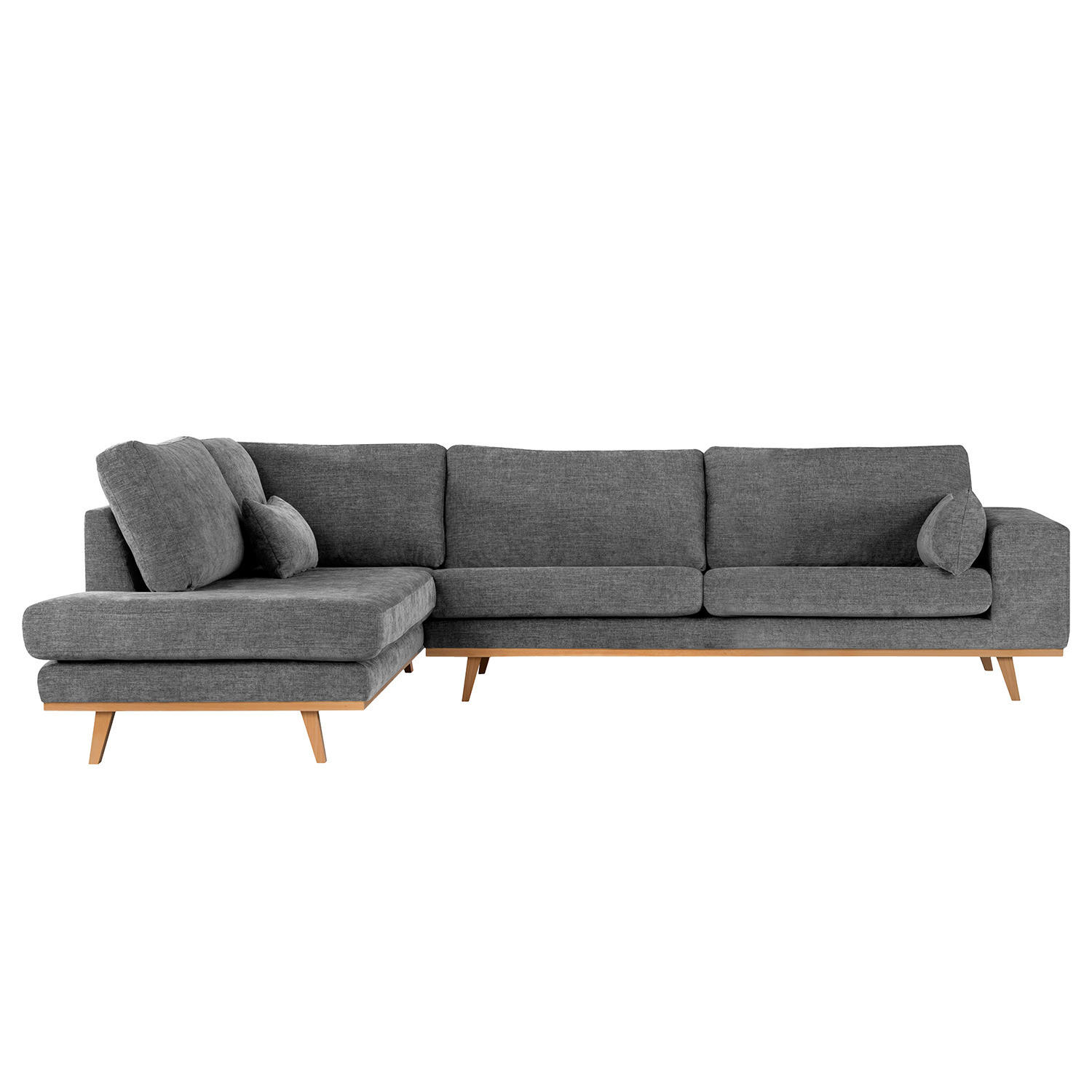 ECKSOFA mit Ottomane - Dunkelgrau/Buchefarben, Textil (287/219cm) - home24