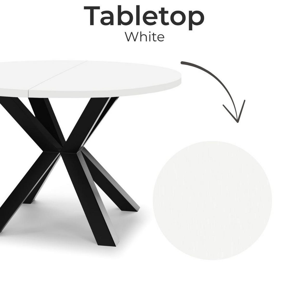 ESSTISCH RAL mit Holzbeinen, Durchmesser: 100 / 150 cm Weiß / Schwarz - Schwarz/Weiß, Holz (100/150/77cm) - Dekori_Interiors