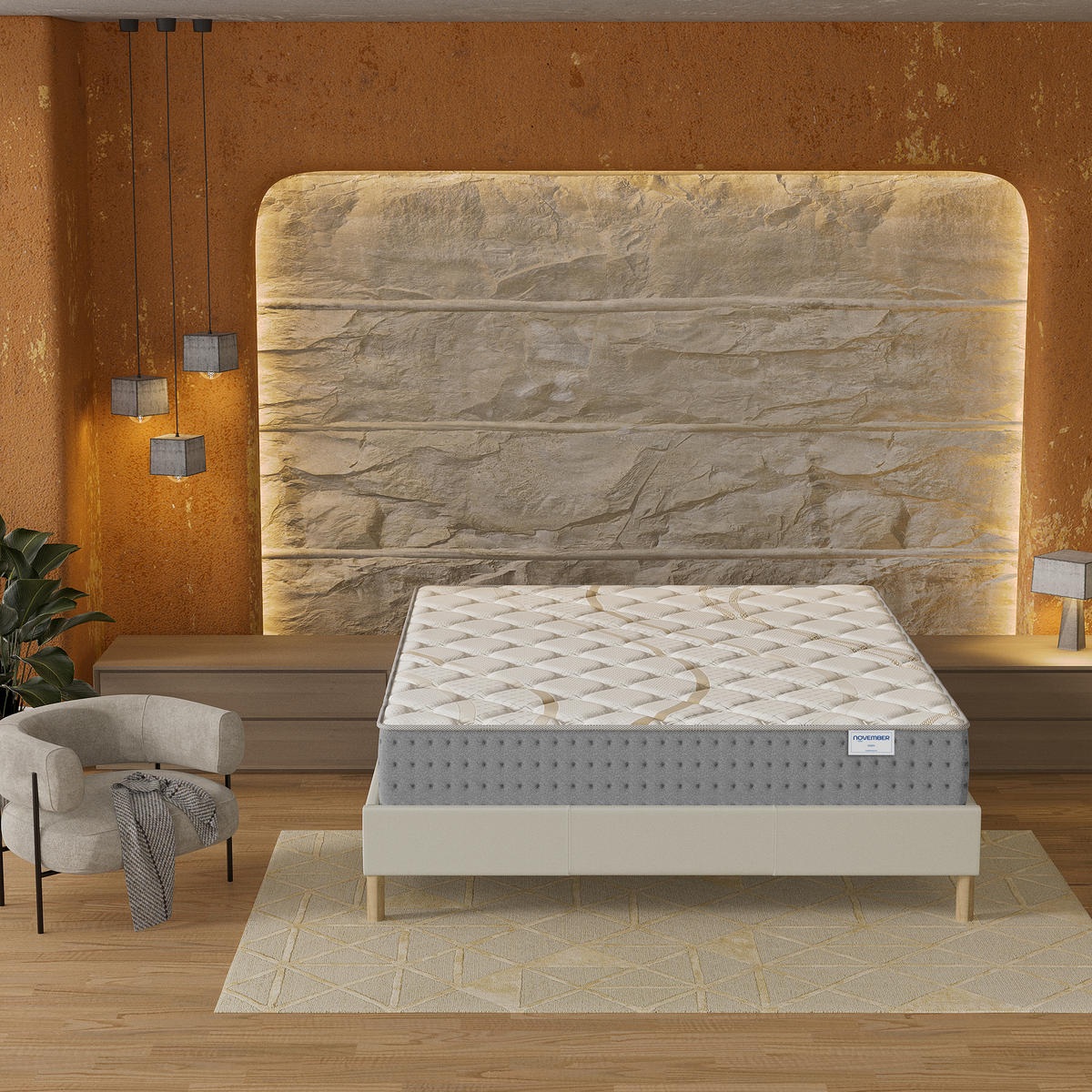 TASCHENFEDERKERNMATRATZE höhe 25cm 160x200cm - Weiß, Naturmaterialien (160/200cm) - November Sleep