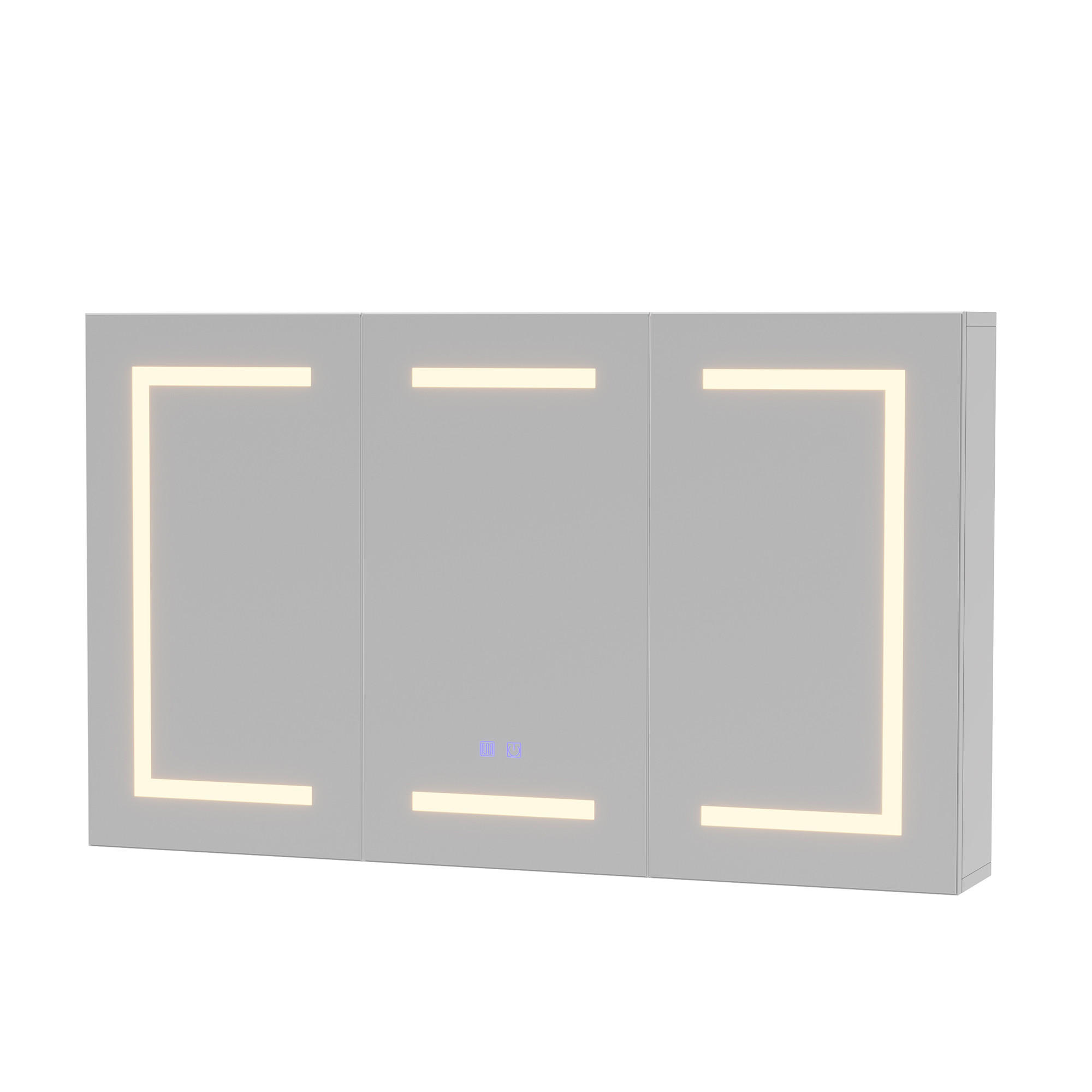 SPIEGELSCHRANK 100.4/60/13.5 cm, Drei Türen mit Beleuchtung, Weiß - Weiß, Glas/Holz (100.4/60/13.5cm) - BRILVERDE
