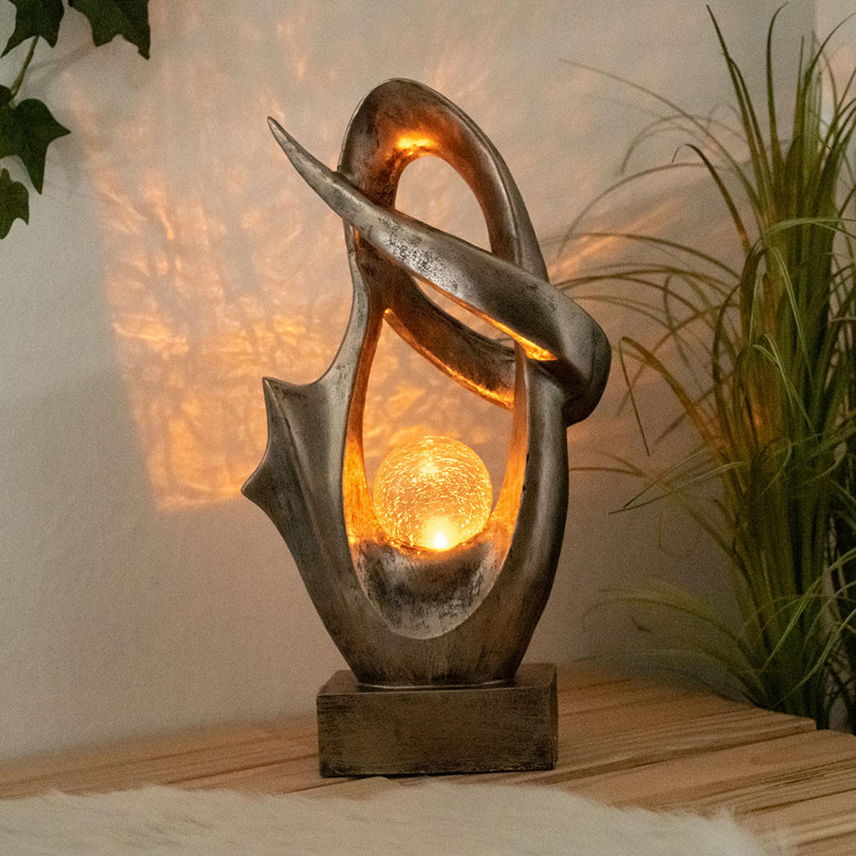 LED AUSSENLEUCHTE Bronze Glas Crackle Design - Bronzefarben, Kunststoff (25.5/11/45cm) - Globo Lighting