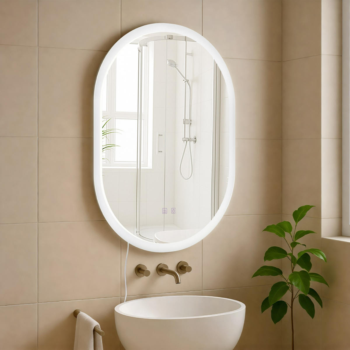 BADSPIEGEL Bern 70x50 ohne Bluetooth 50x3,5x70cm Glas Klarglas Badezimmerspiegel - Klar, Glas (50/70/3.5cm) - DELUKE