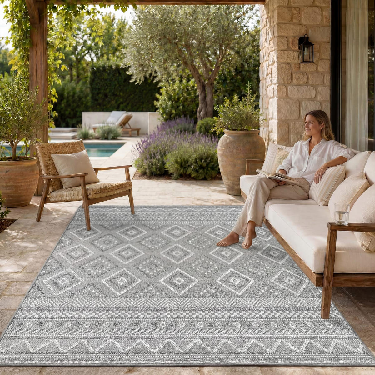 OUTDOORTEPPICH 300/400 cm Vermont 184 - Grau, Kunststoff (300/400cm) - Paco Home