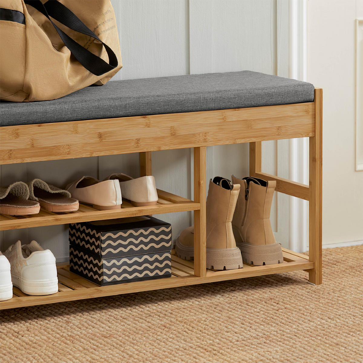 SCHUHBANK Natur - Naturfarben, Holz (90/45/30cm) - SoBuy