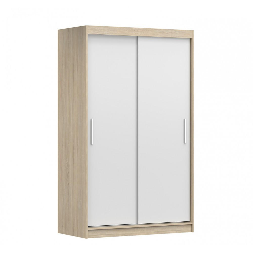 SCHWEBETÜRENSCHRANK NEOMI 04 ohne Spiegel Sonoma Eiche/Weiß 120 cm - Weiß/Sonoma Eiche, Holz (120/200/61cm) - imoebel24