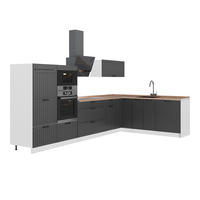 KUHINJA V OBLIKI ČRKE L Fame-Line, Temno siva/Bela, 347 x 207 cm, DP Hrast - temno siva/bela, leseni material (347/153.6/60cm) - Vicco