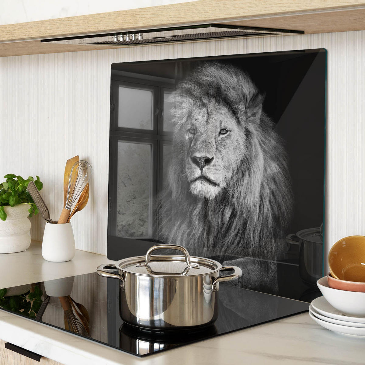 GLASPLATTE 60x52 cm Löwe - Anthrazit, Glas (60/52cm) - TULUP